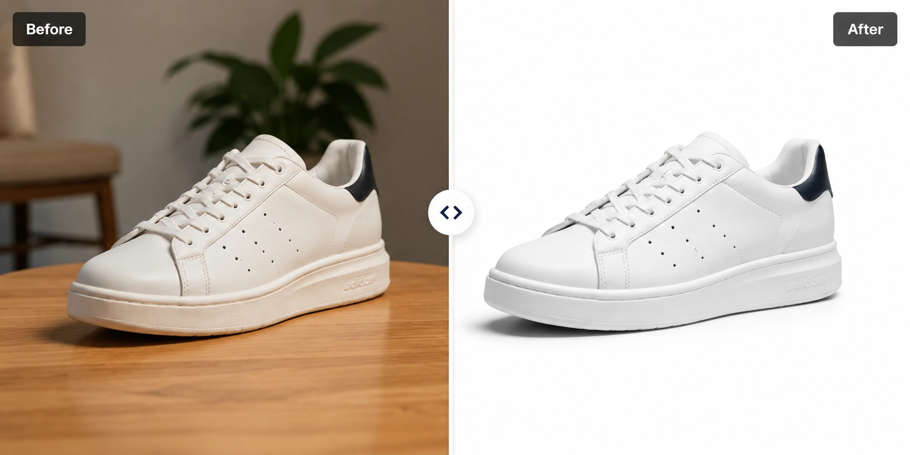Product photo background remover before and after ecommerce example
