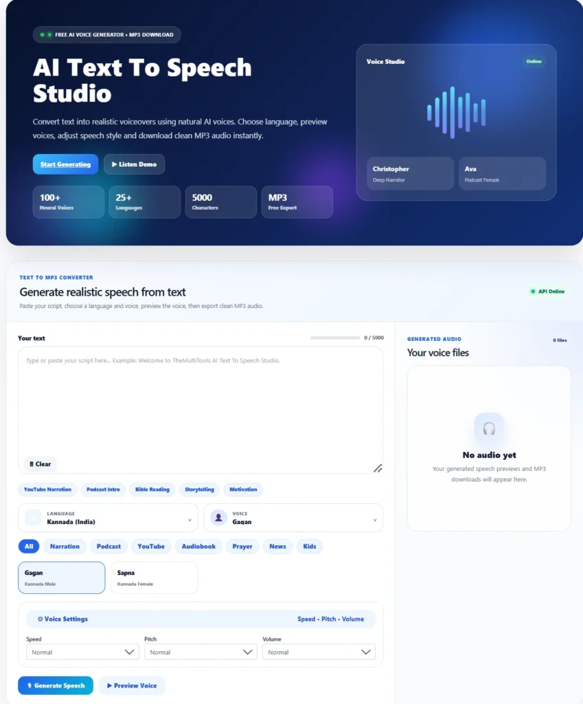 AI Text To Speech Studio